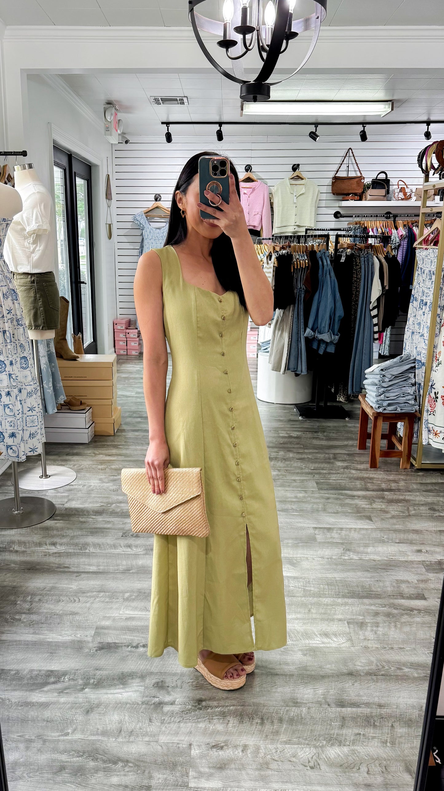 Ruby Linen Dress-Olive