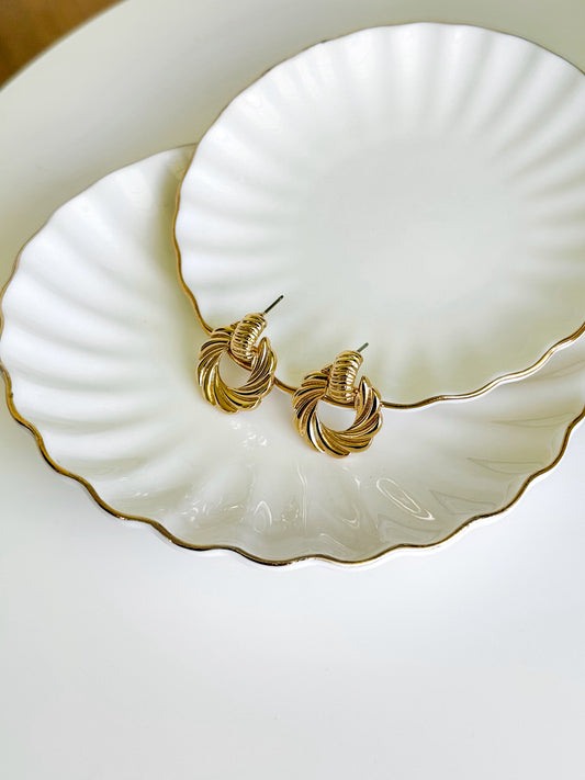 Textured Drop Hoop Earrings
