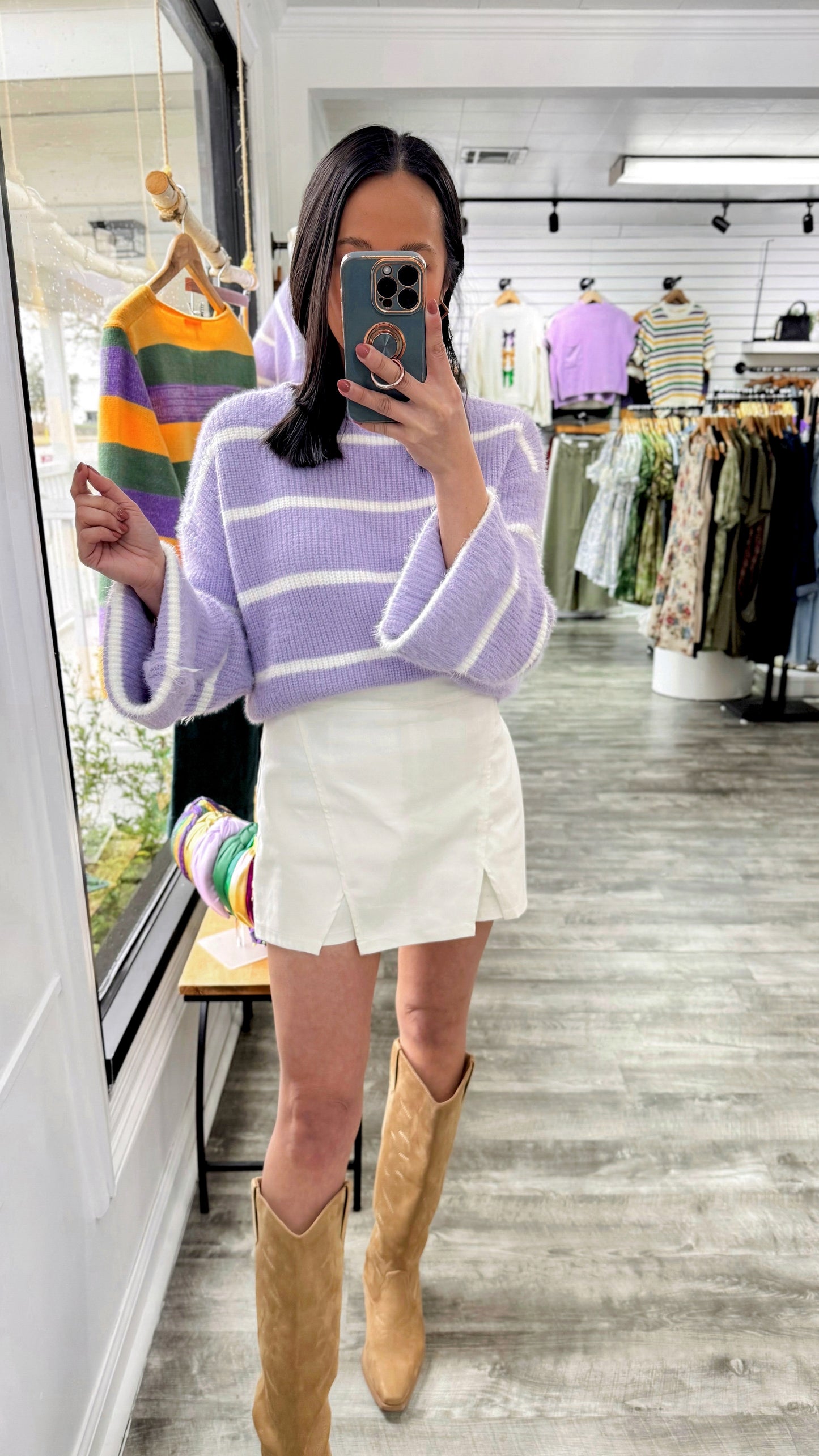 Lilac Stripe Crop Sweater