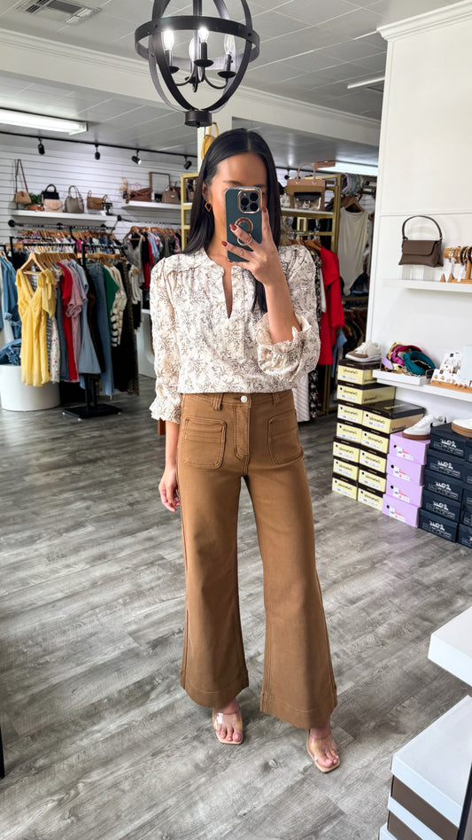 Bistre Crop Wide Denim