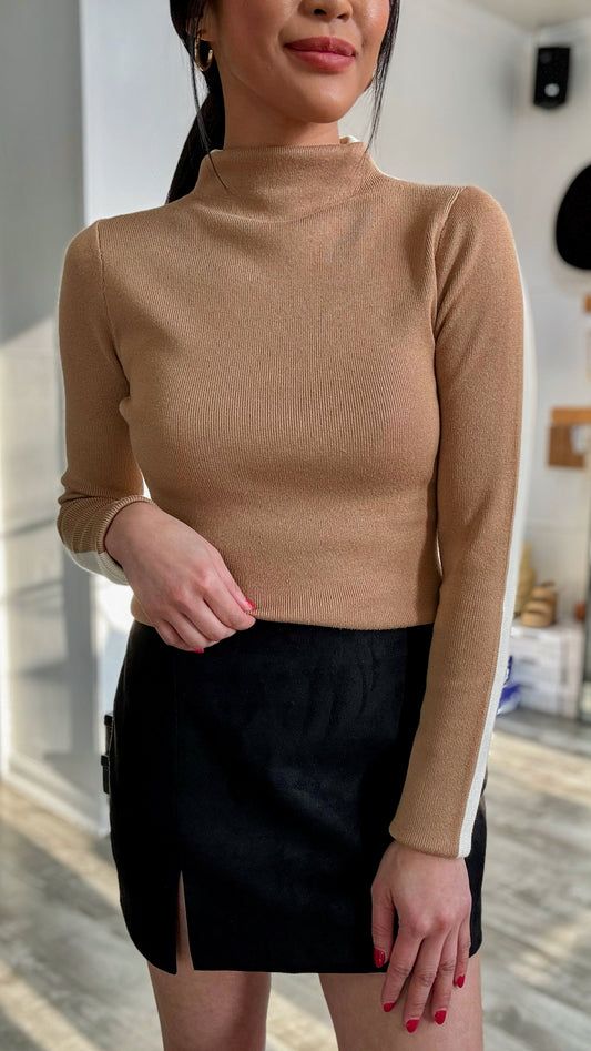 Colorblock Mock Sweater Top