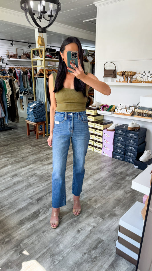Tummy Control Straight Denim