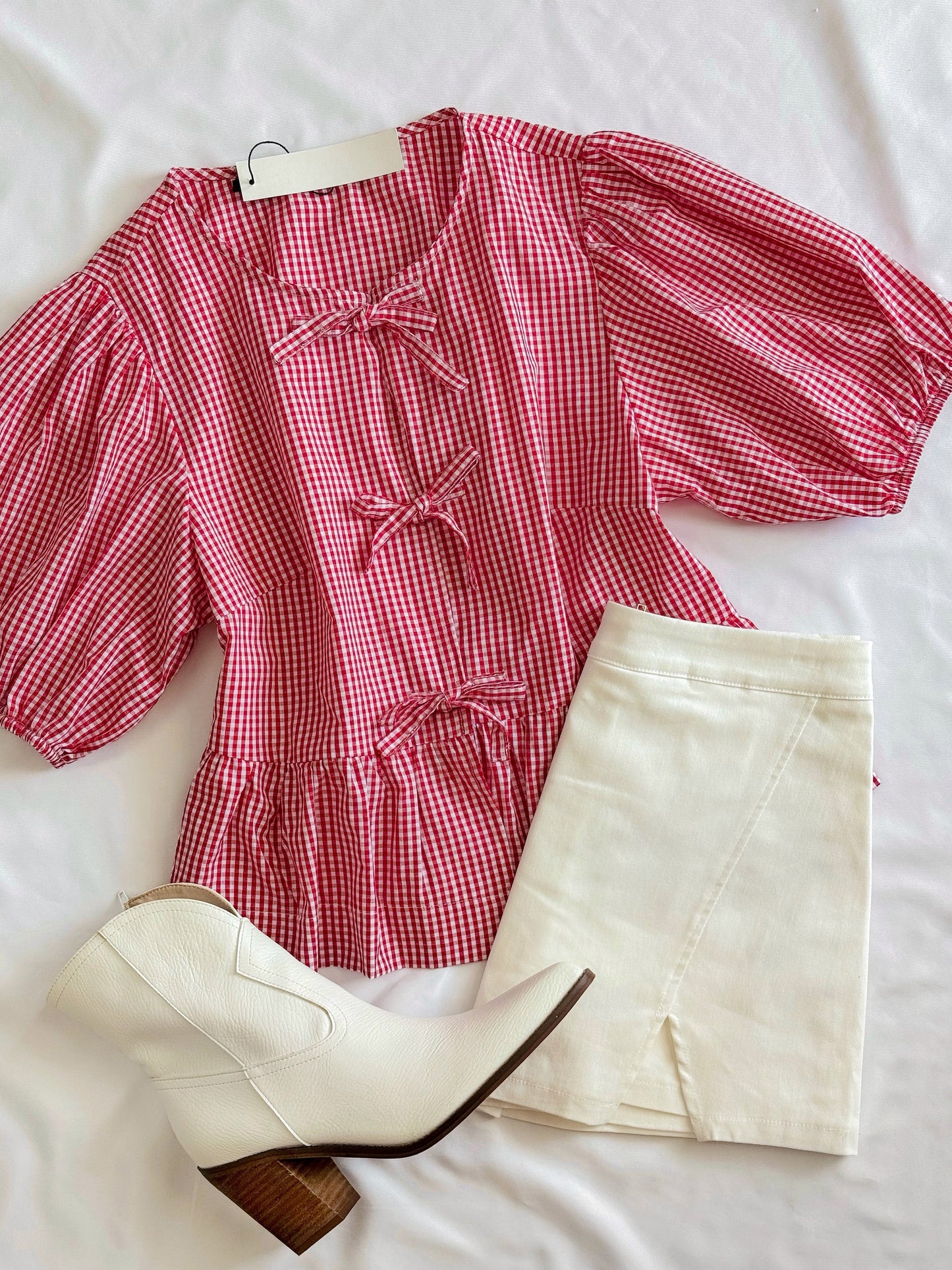 Polly Gingham Bow Top