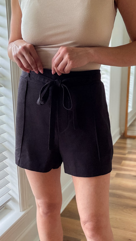 Pintuck Linen Shorts