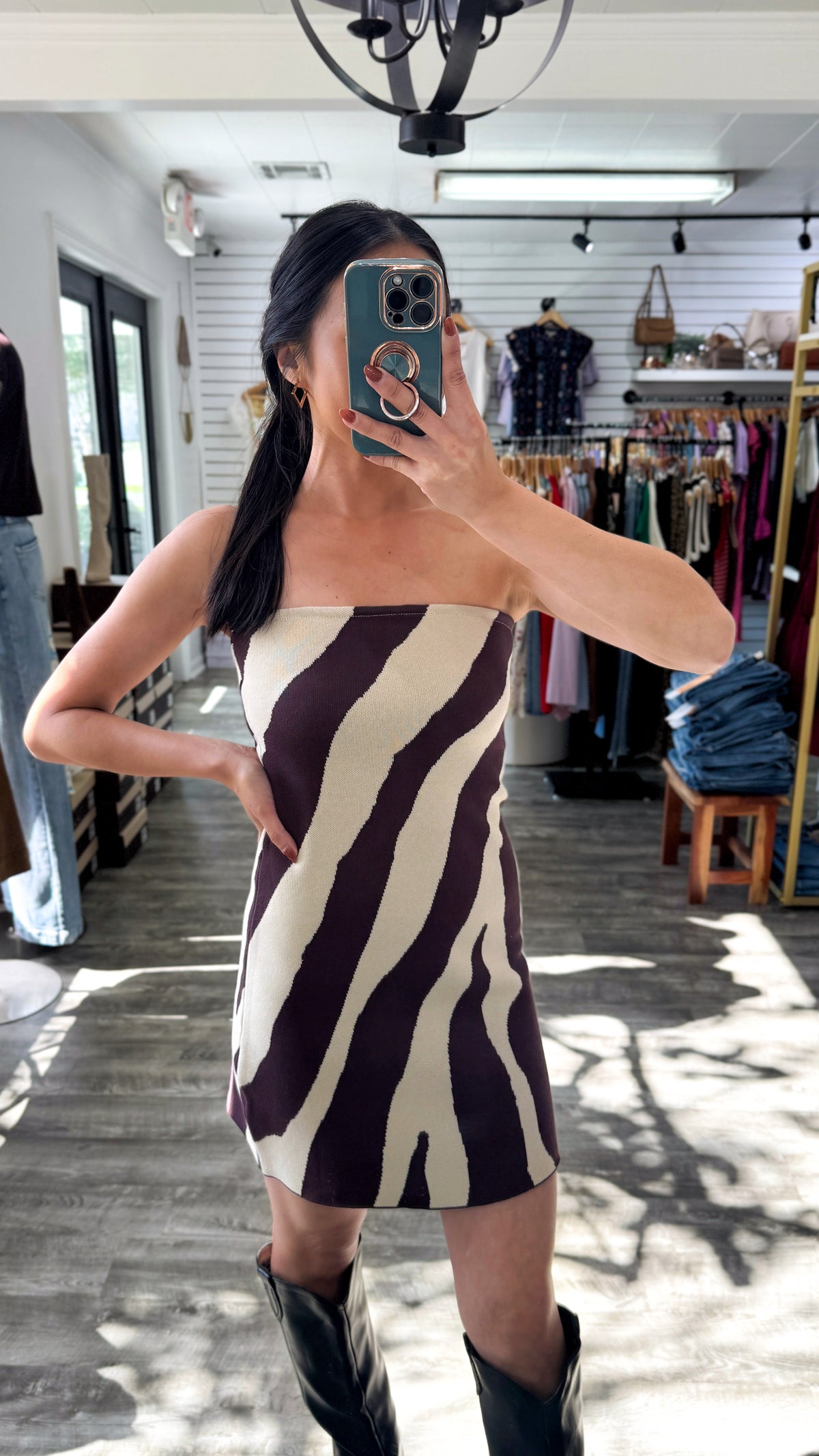 Talia Abstract Animal Print Knit Dress