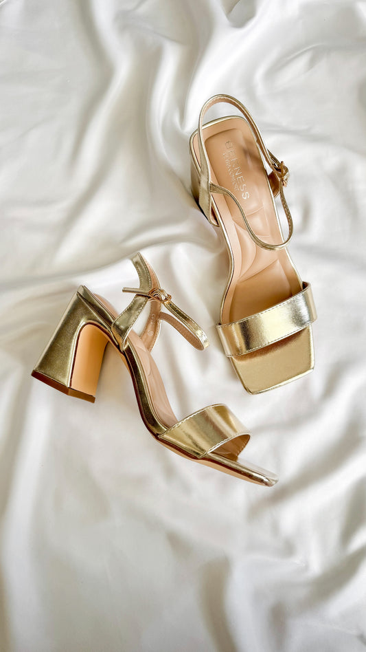 Cross Gold Block Heels