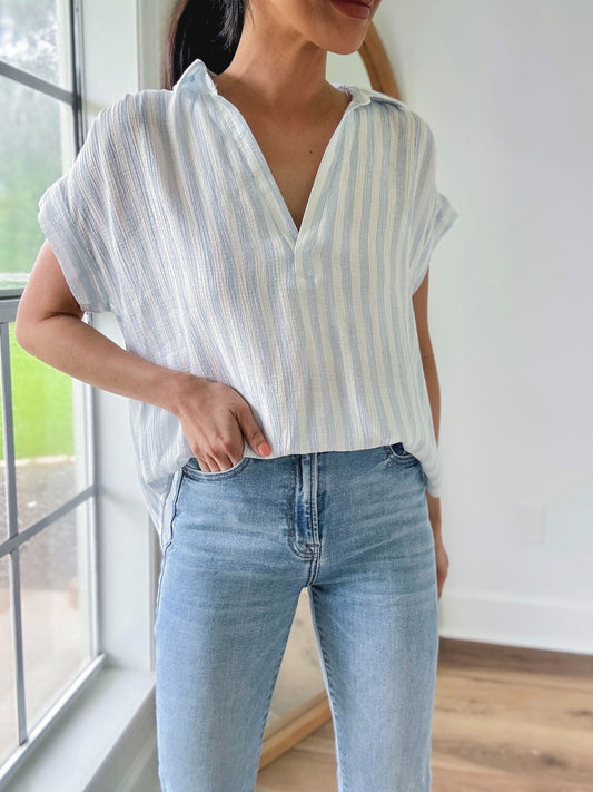 Collared Striped Top
