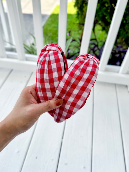 Red+White Checkered Headband