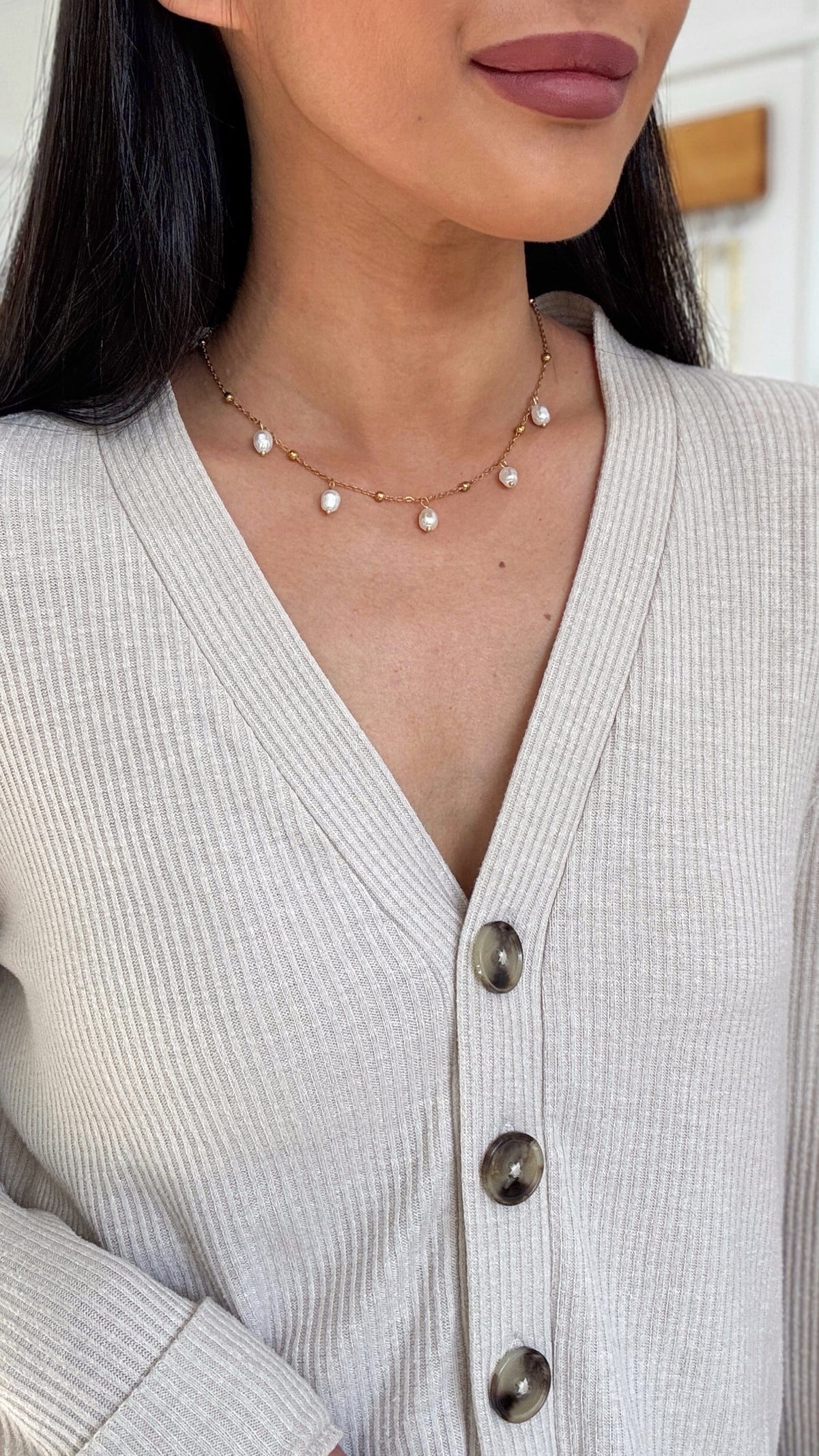 Tarnish Free Pearl Collar Necklace