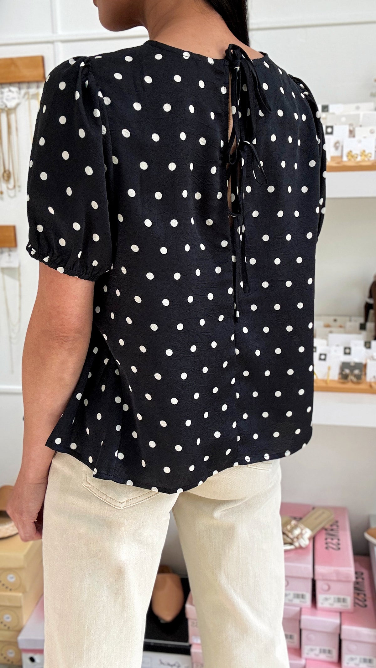 Polka Dot Peplum Top