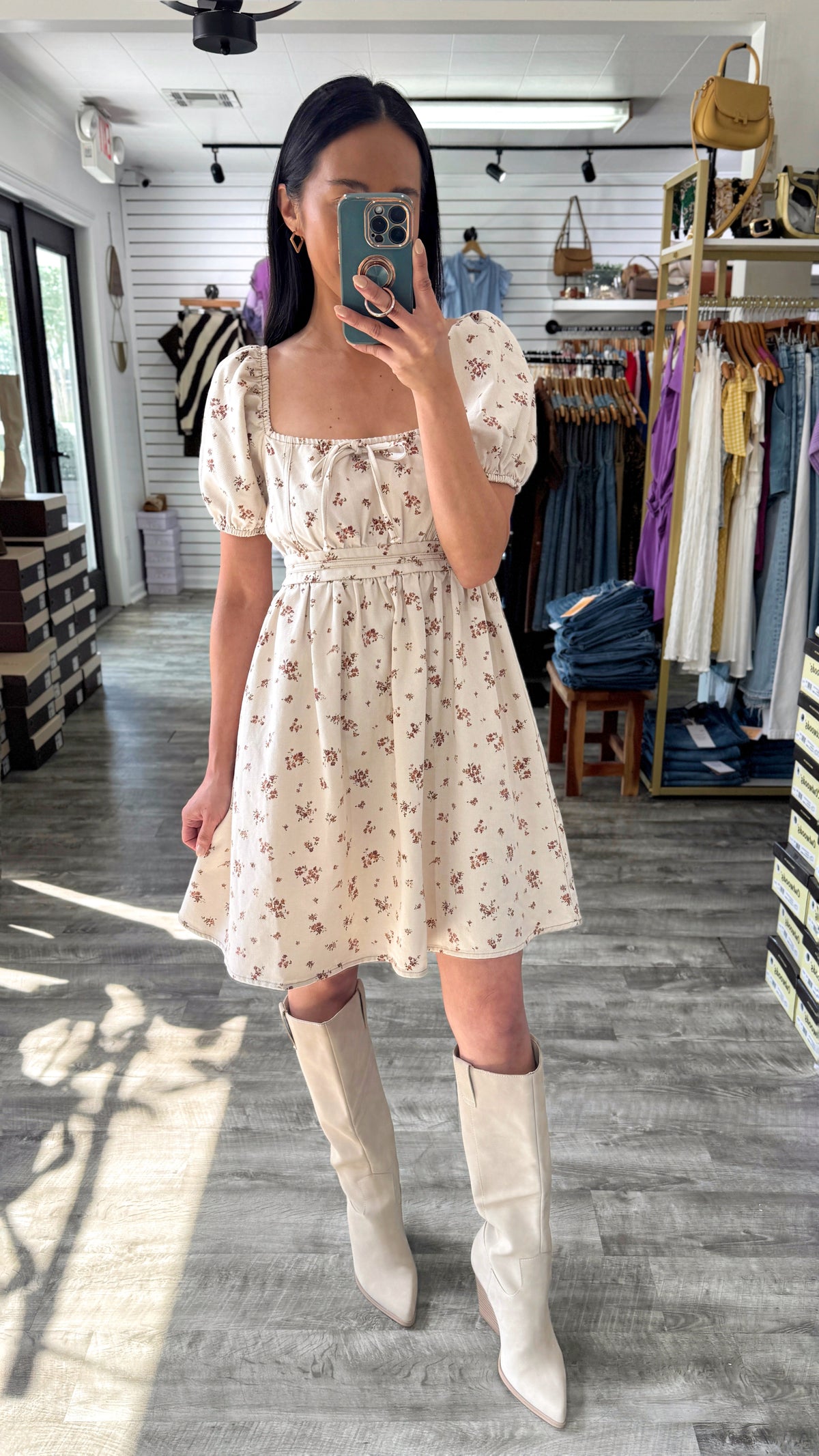 Ditsy Denim Floral Dress