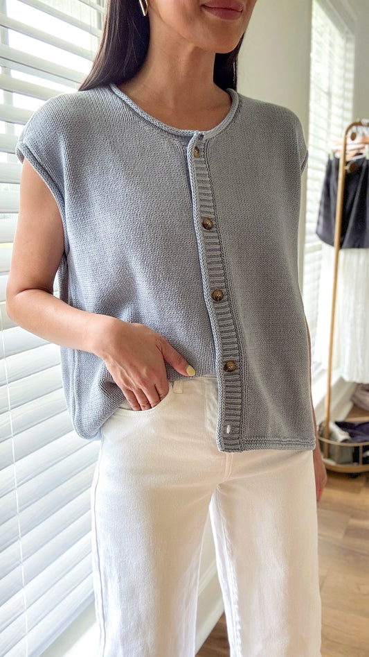 Dusty Blue Oversized Cardigan Top