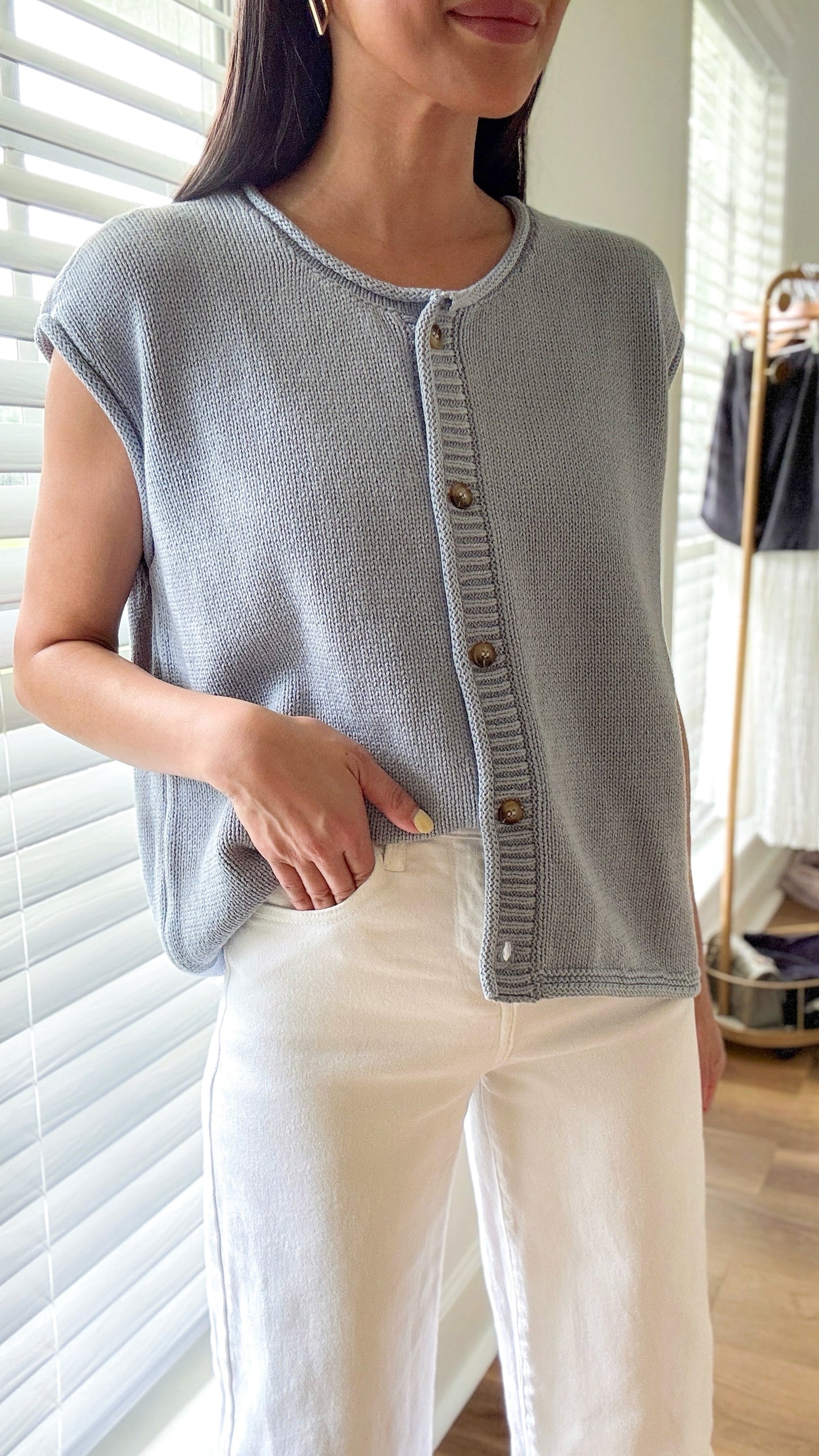 Dusty Blue Oversized Cardigan Top
