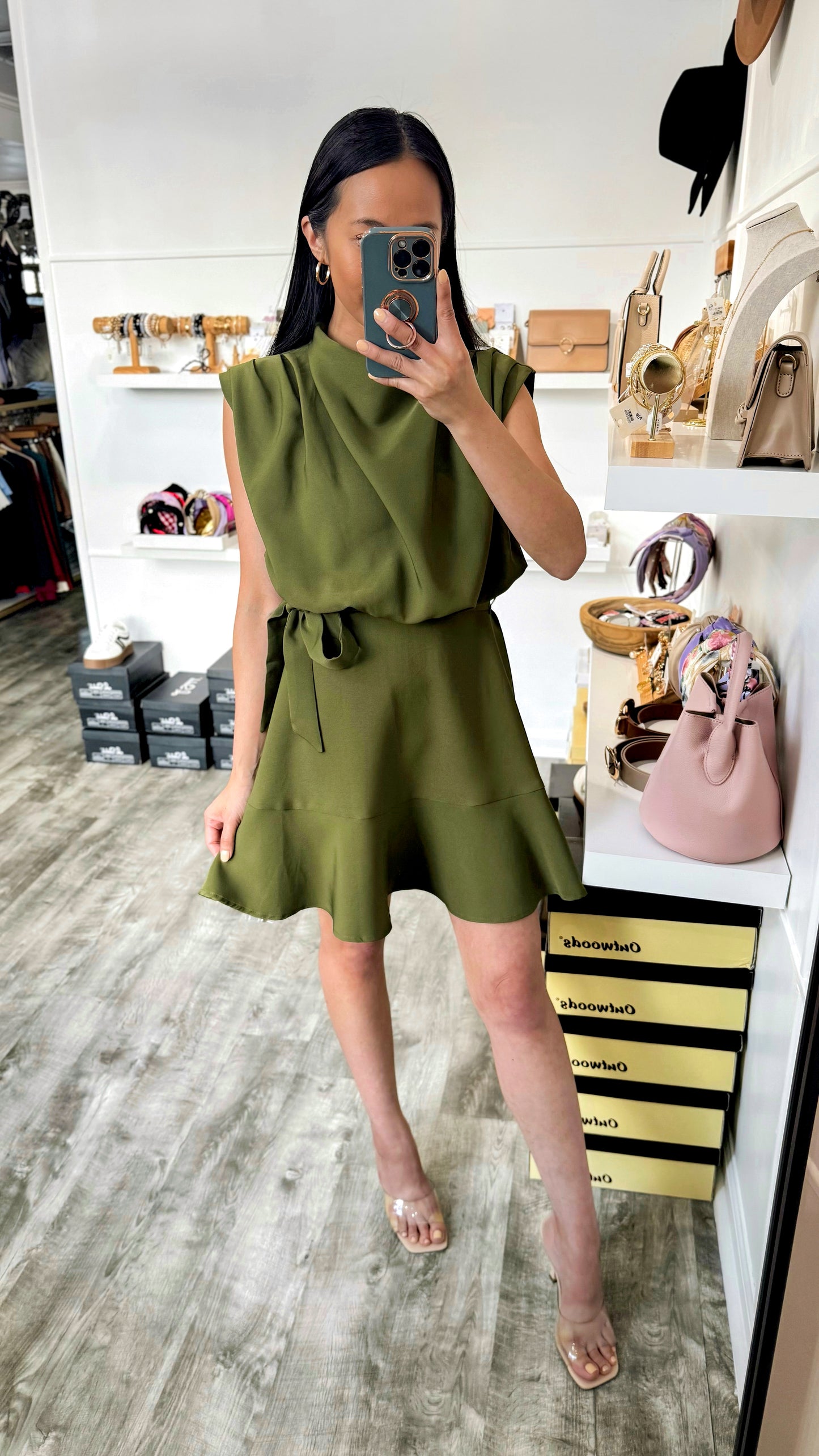 Made You Look Olive Dress