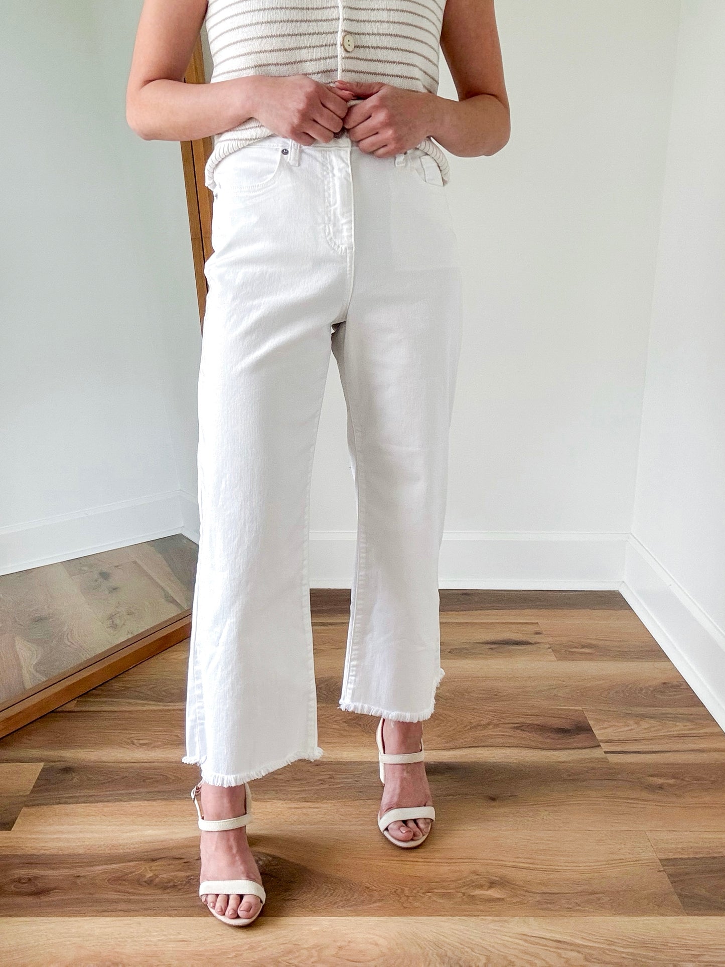 White Cropped Wide Leg Denim
