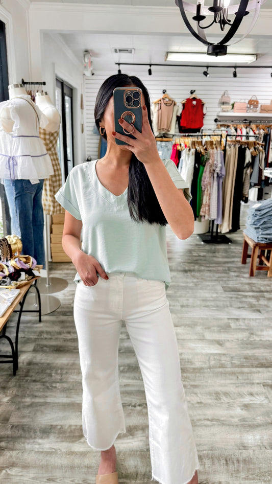 Keeping Tabs Mint Blouse