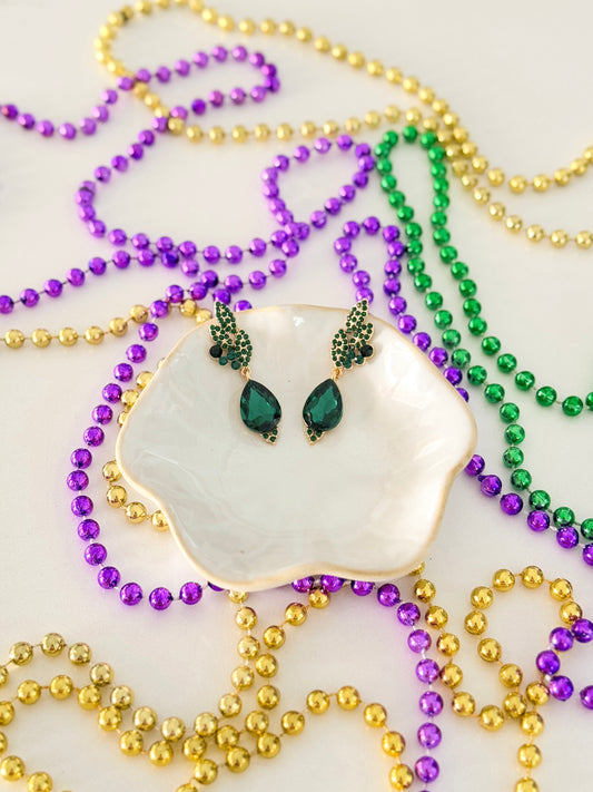 Cluster Teardrop Evening Earrings- Emerald