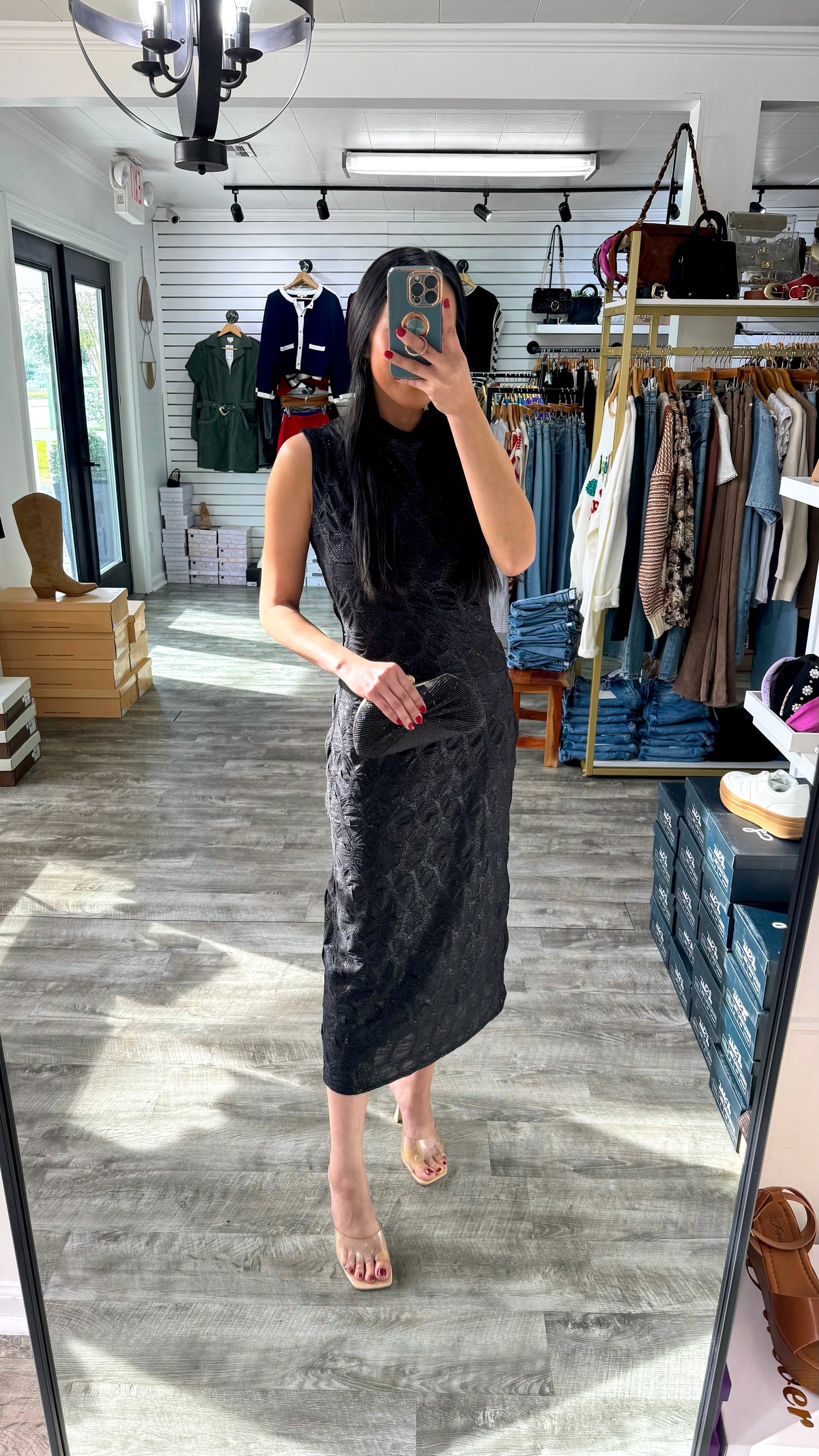 Serena Metallic Midi Dress
