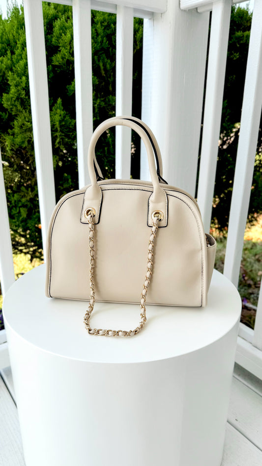 Beth Dome Satchel Purse- Off White