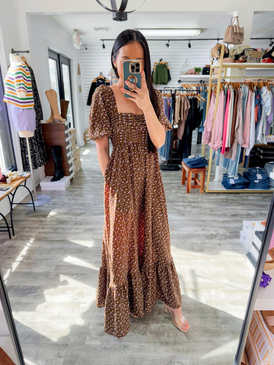 Chestnut Romantic Midi Dress