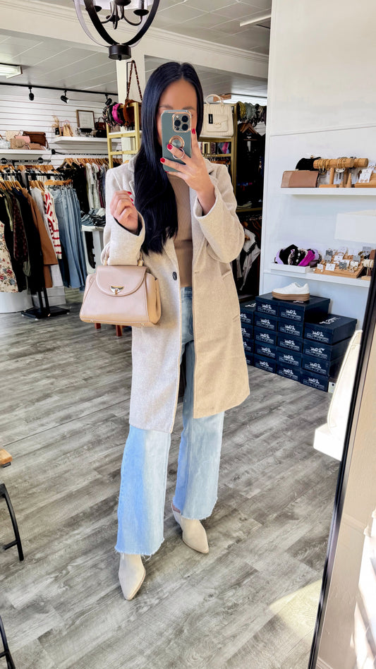 Oatmeal Notched Lapel Coat