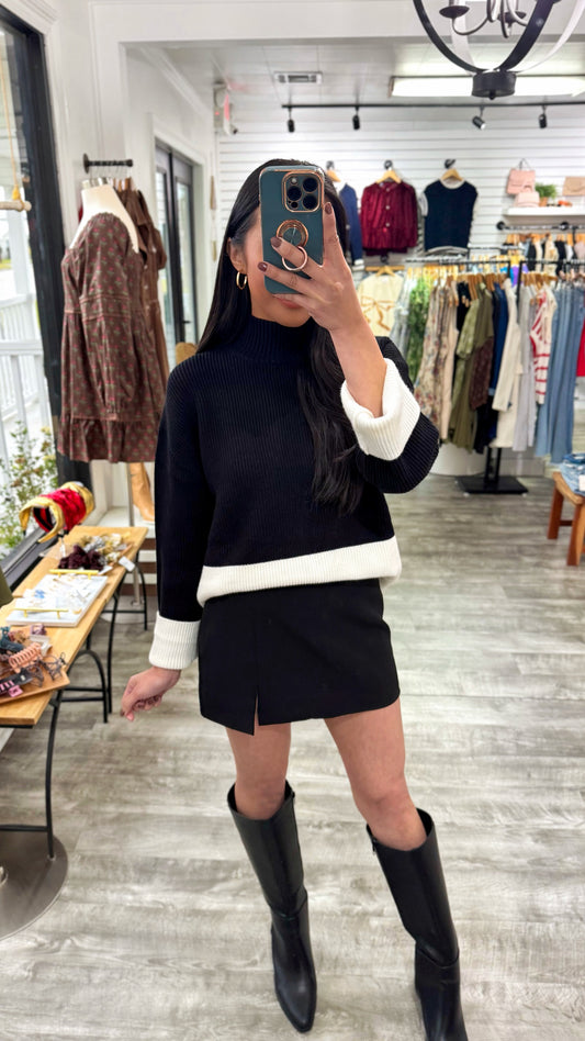 Bicolor Mock Sweater