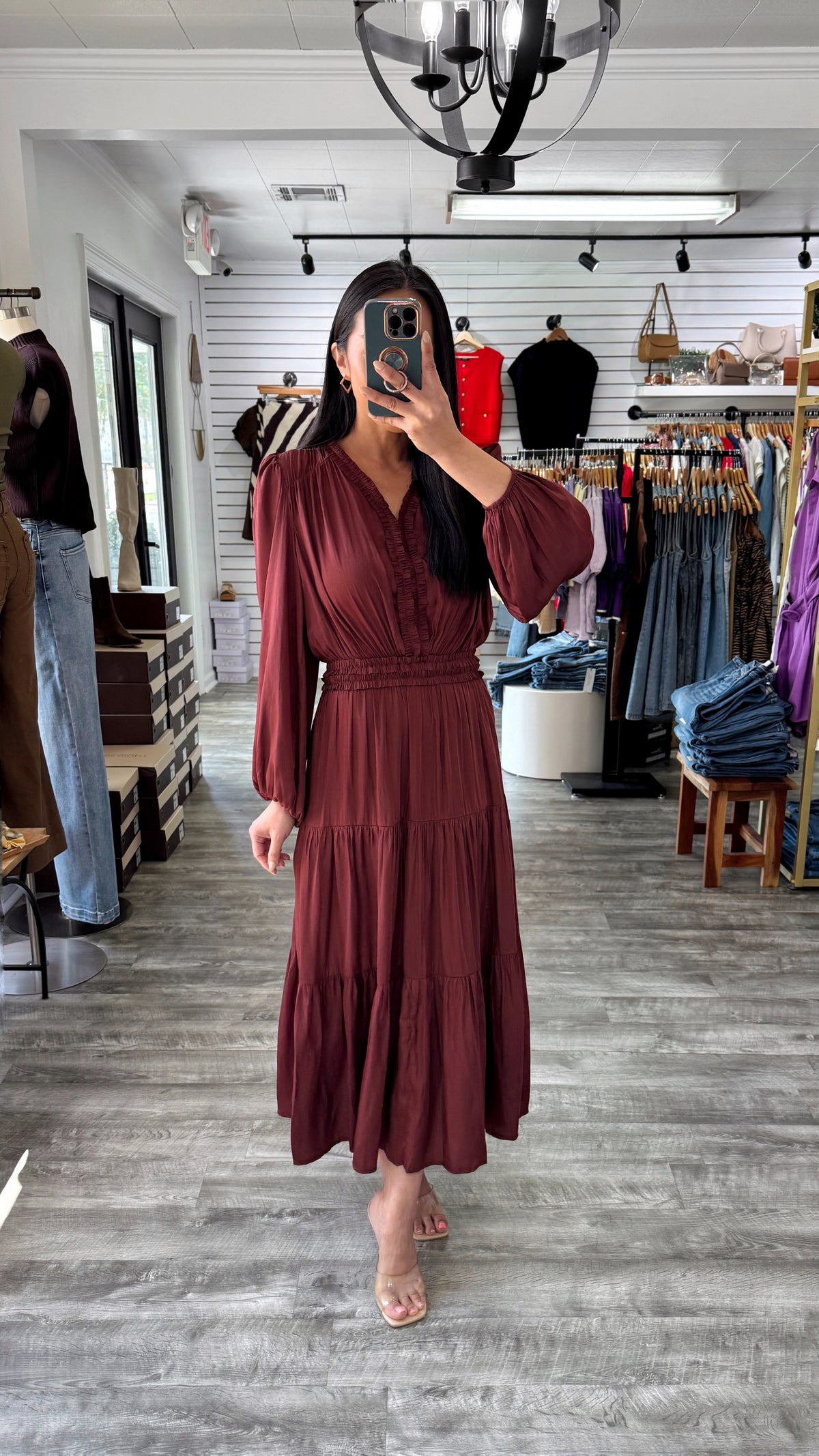 Vino Ruffle Midi Dress