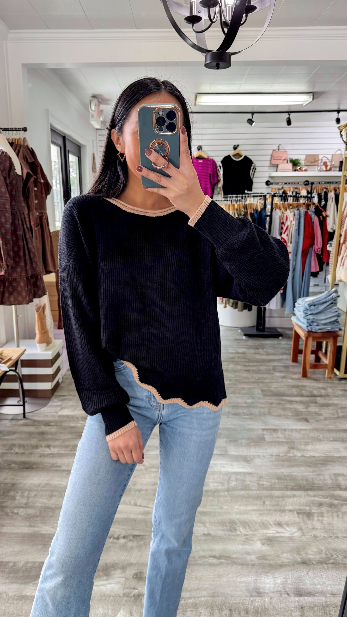 Scallop Hem Sweater