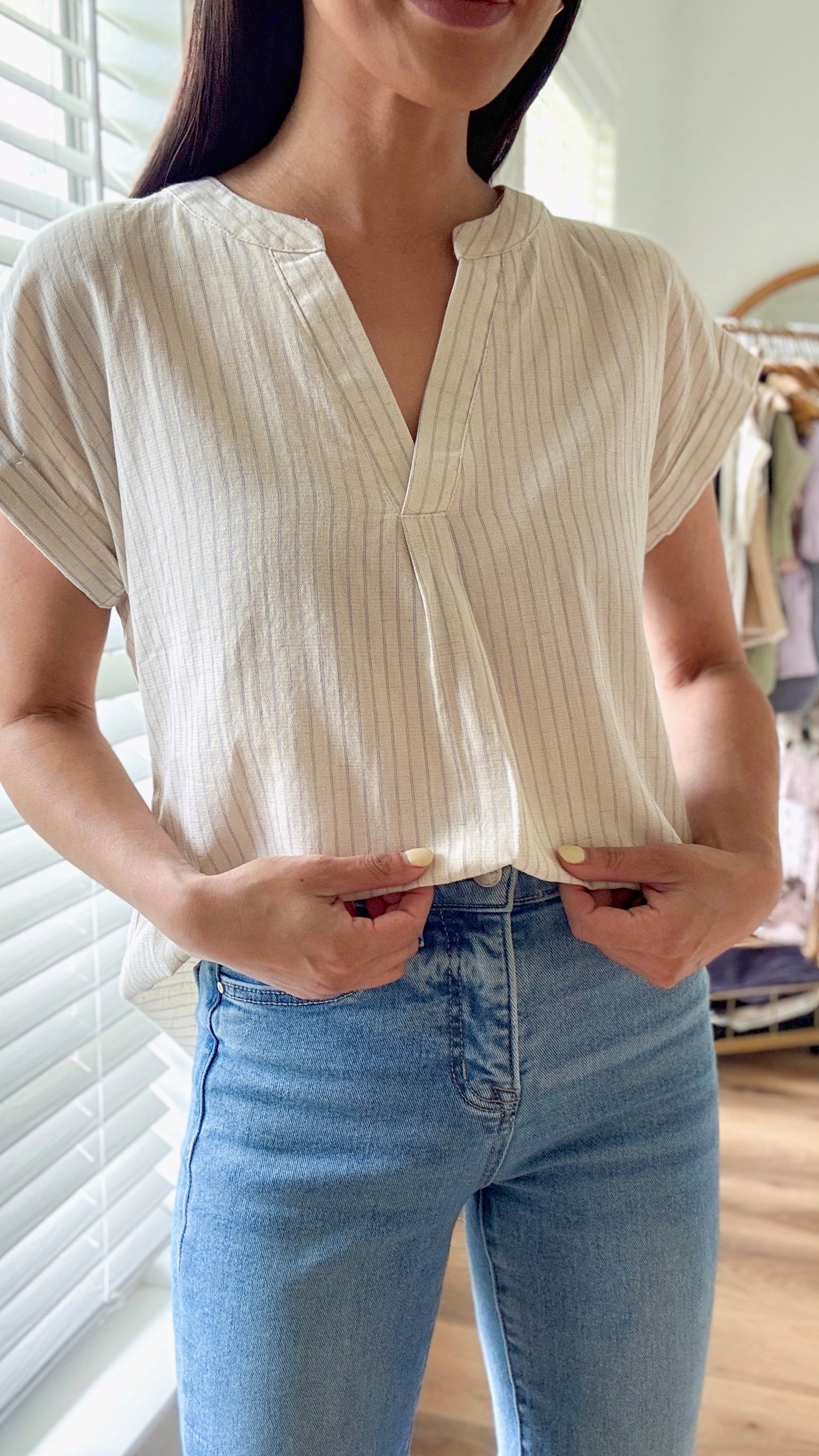 Back Button Split Top -L. blue