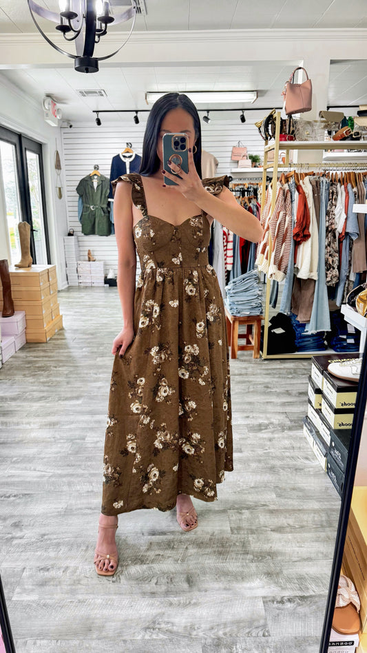 Jacquard Floral Midi Dress