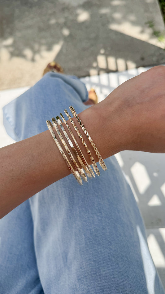 Mixed Texture Bangle Stack Set
