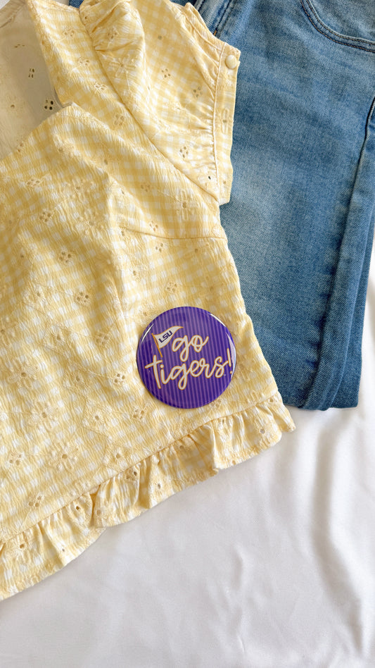 Go Tigers Pinstripe Button