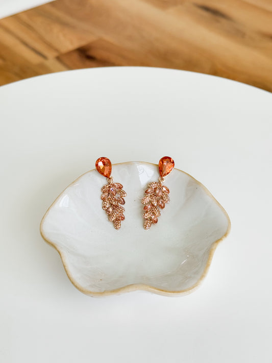 Teardrop Vine Cluster Earrings-Rose Gold