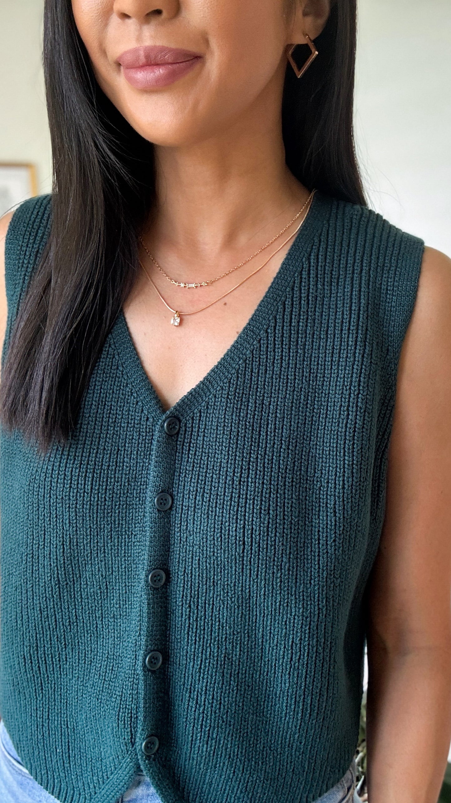 Bar & Solitaire Square Necklace