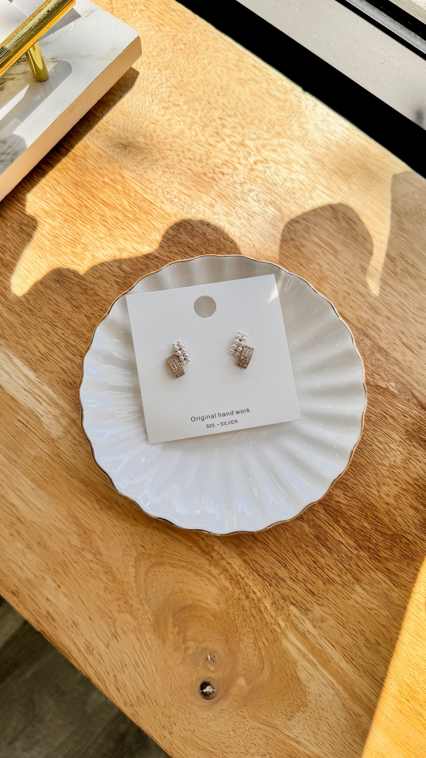 Double Row Pearl Cubic Zirconia Stud Earrings