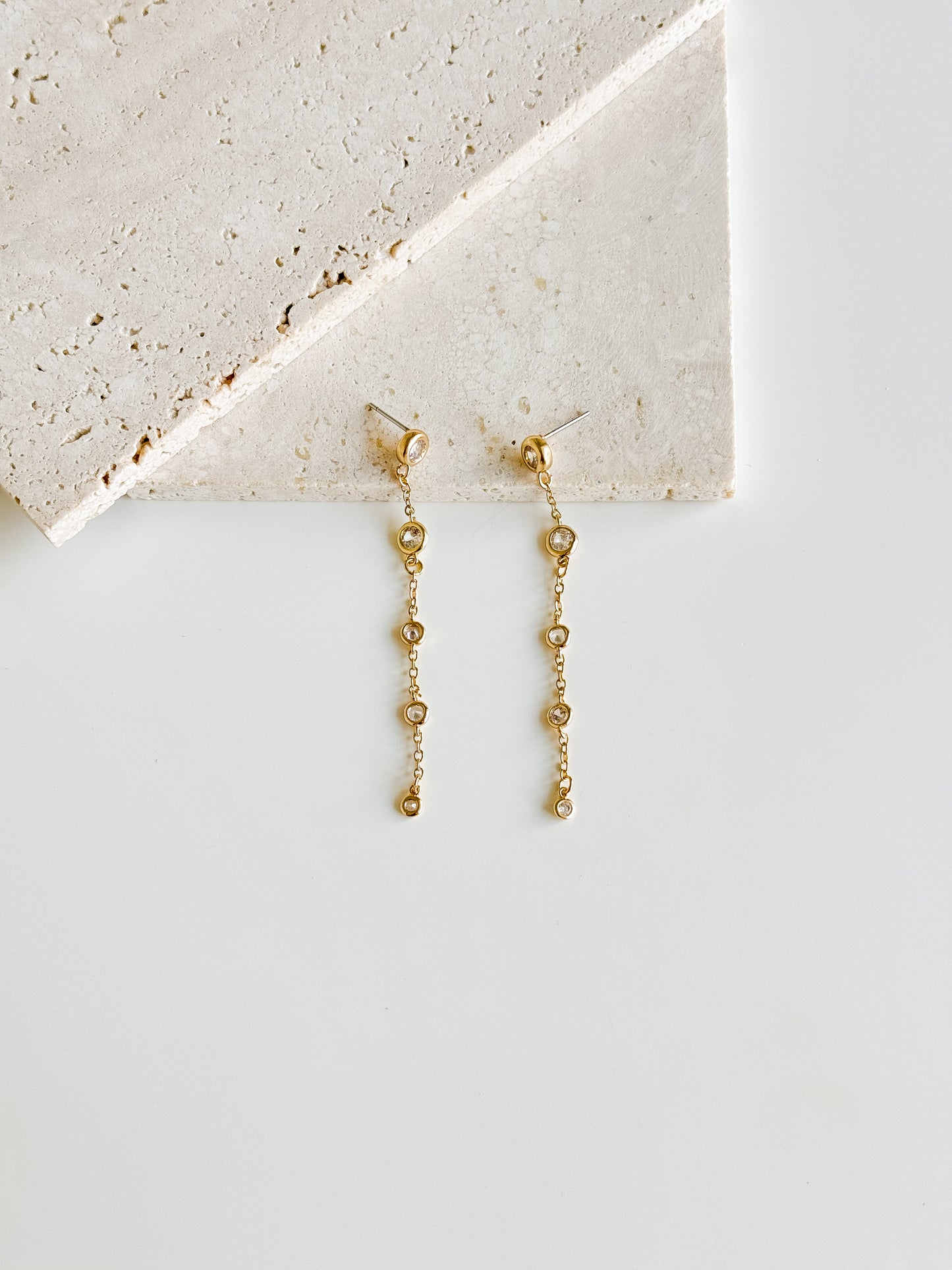 Rhinestone Disc Chain Dangle Earrings
