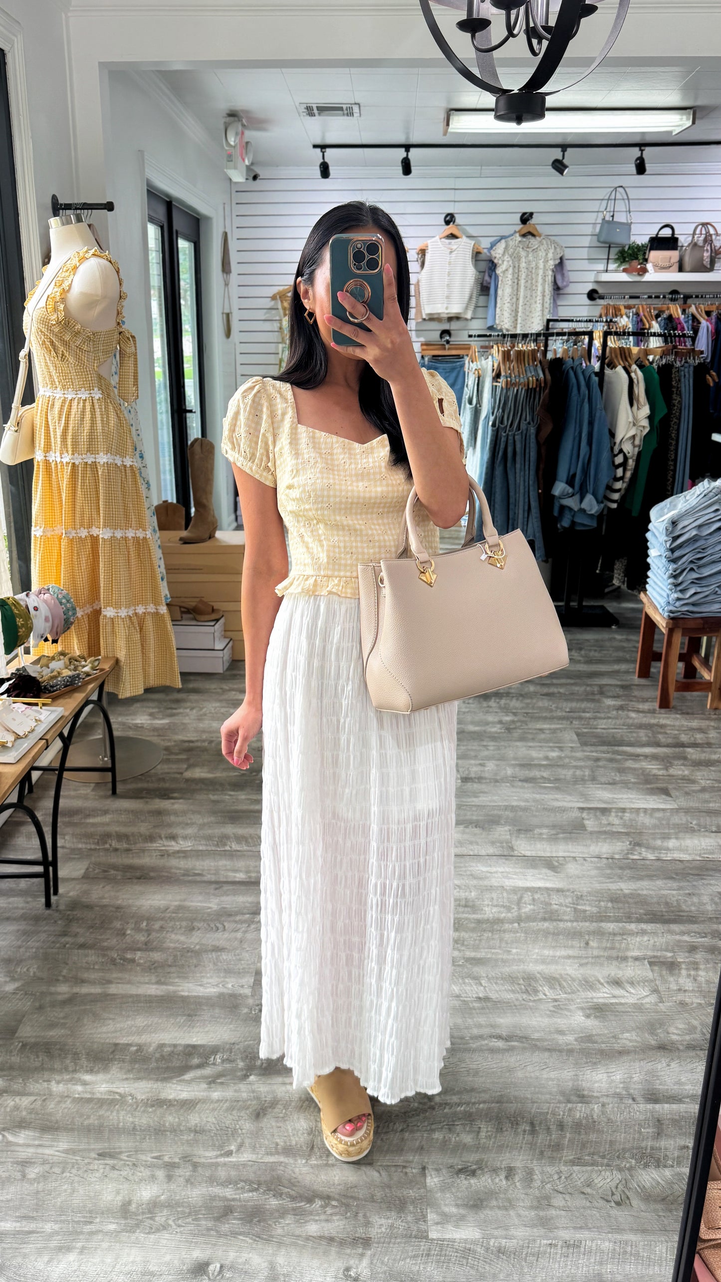Butter Yellow Gingham Top