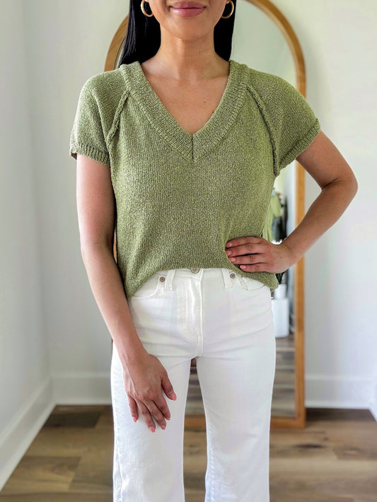 Marlowe Knit Top-Olive