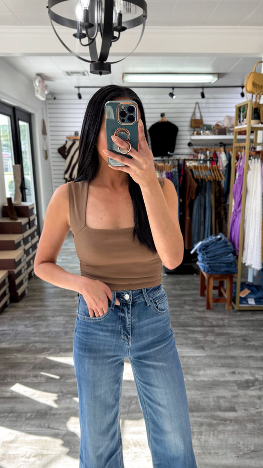 Taylen Ruched Top- Deep Taupe