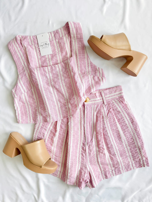Striped Crop Top & Shorts Set