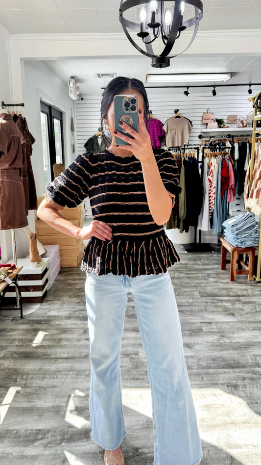 Scallop Knit Peplum Top