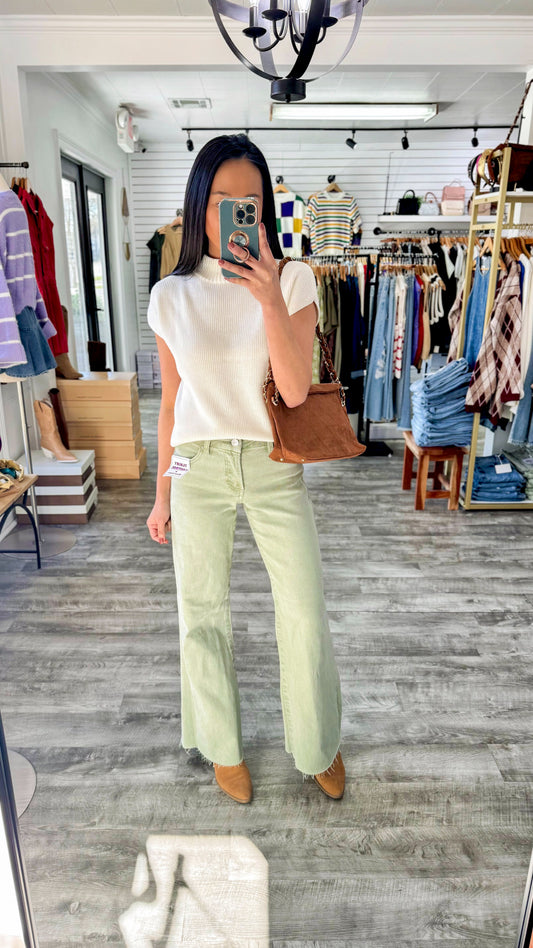Tummy Control Olive Wide Denim