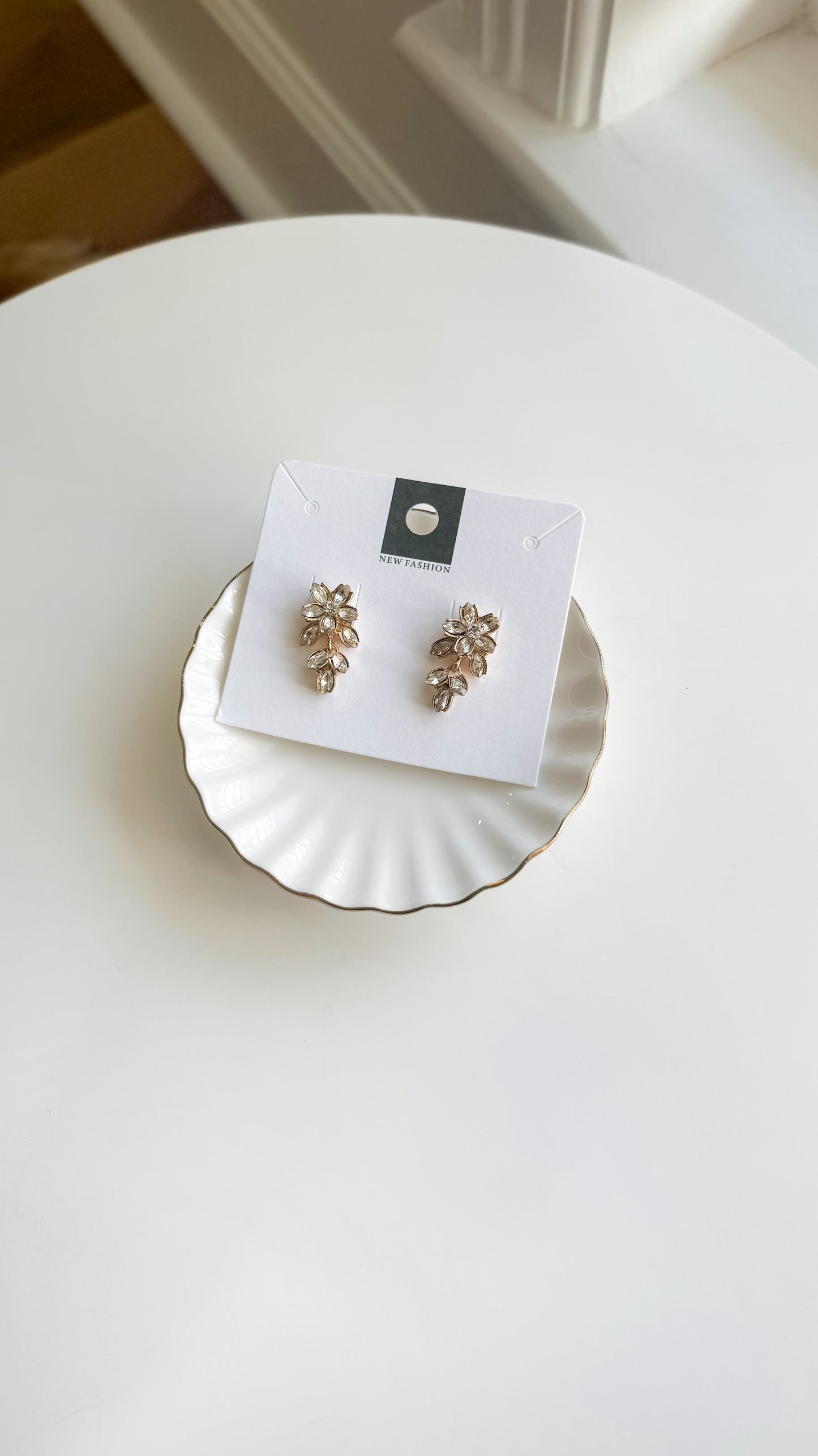 Zircon Flower Drop Earrings