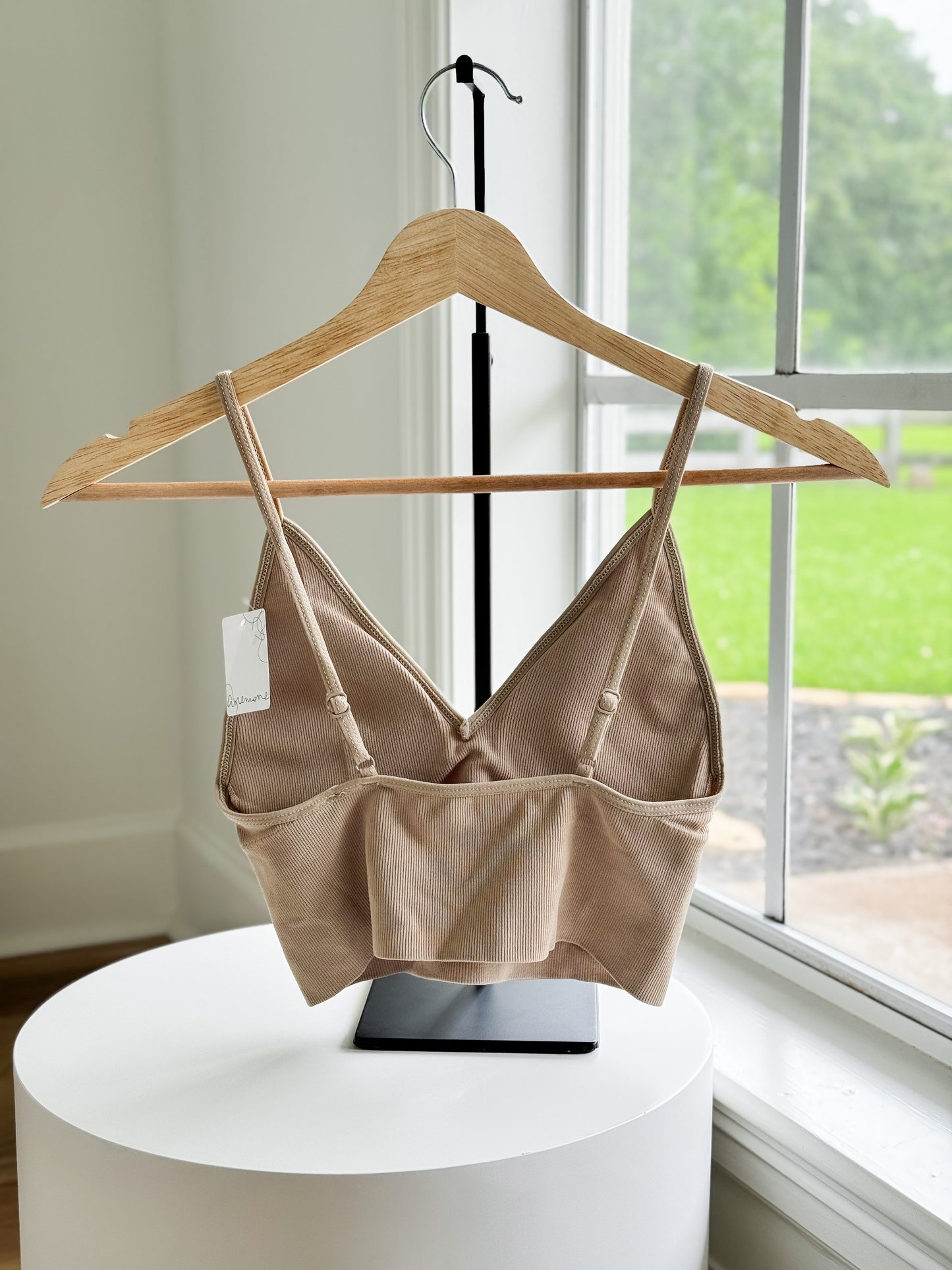 Ribbed Longline Bralette - Taupe