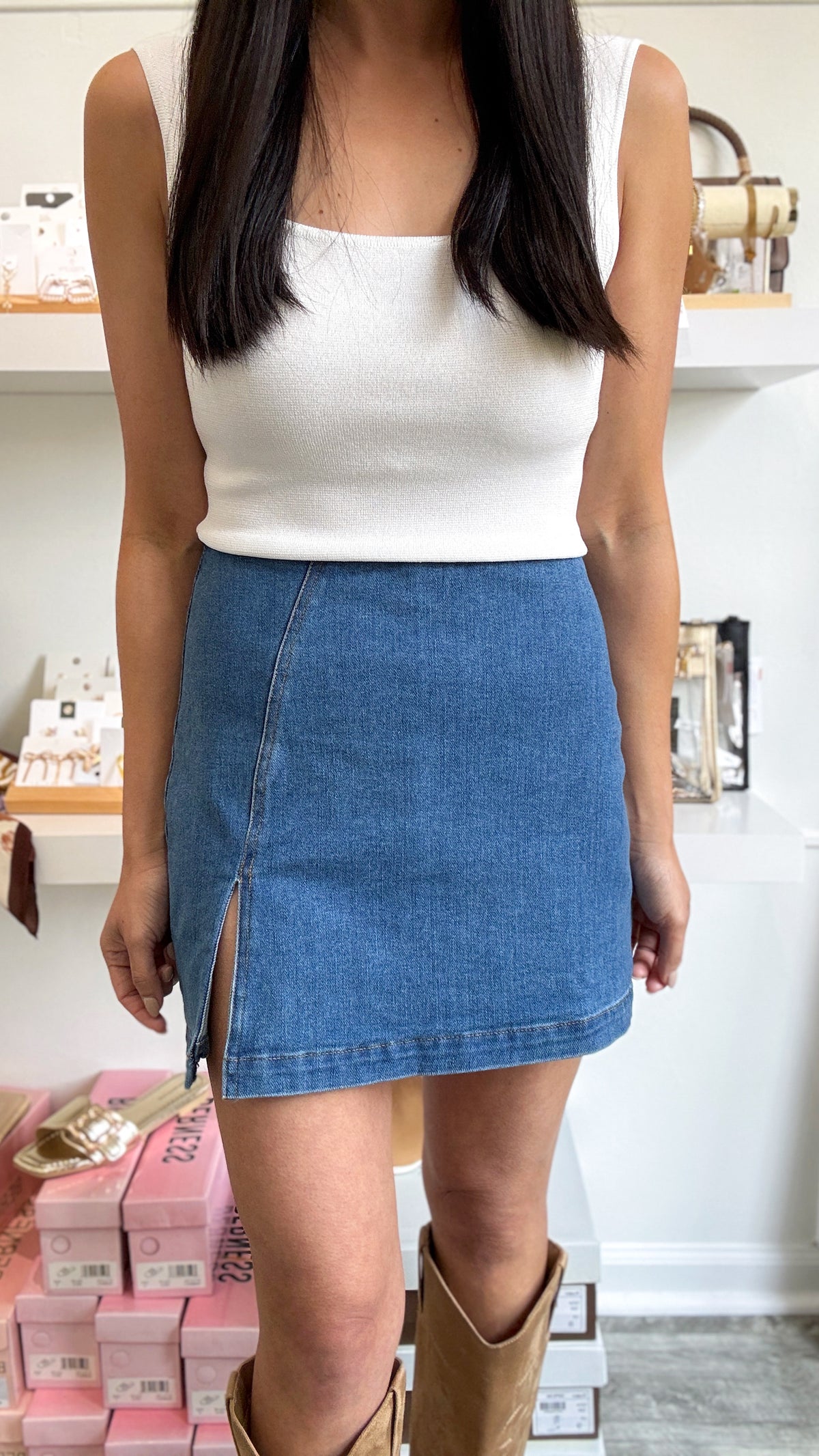 Denim Slim Fit In Skort