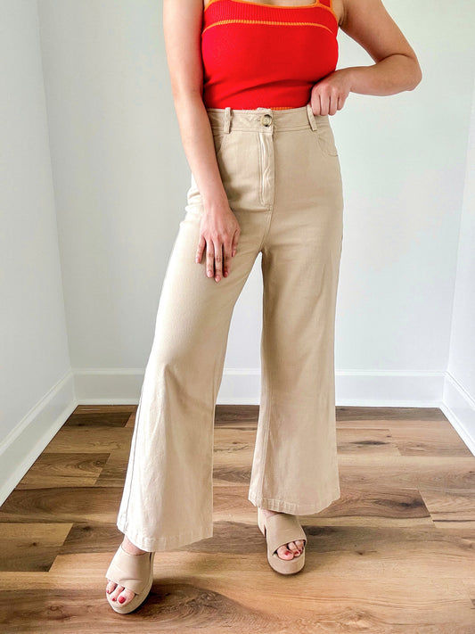 Taupe Wide Leg Pants