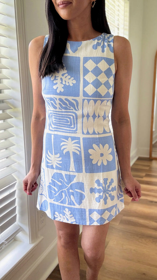 Tropical Tile Romper Dress