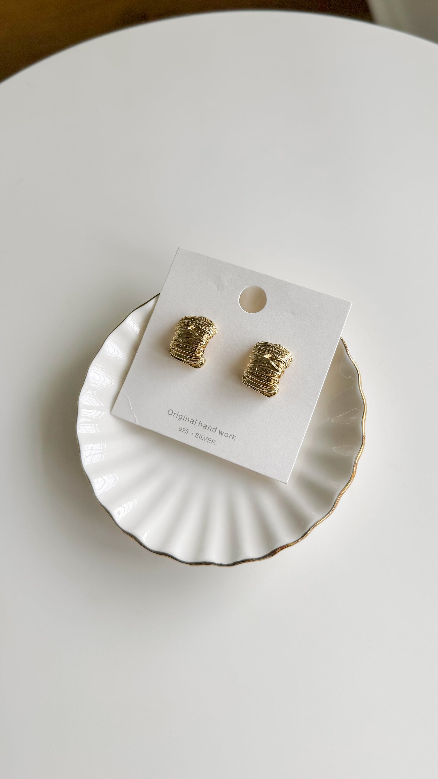 Vintage Textured Geometric Stud Earrings