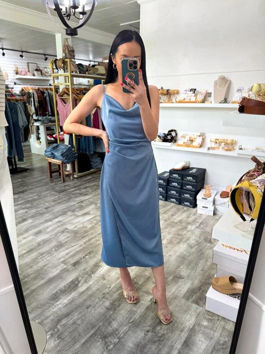 Emma Slip Dress- Slate Blue