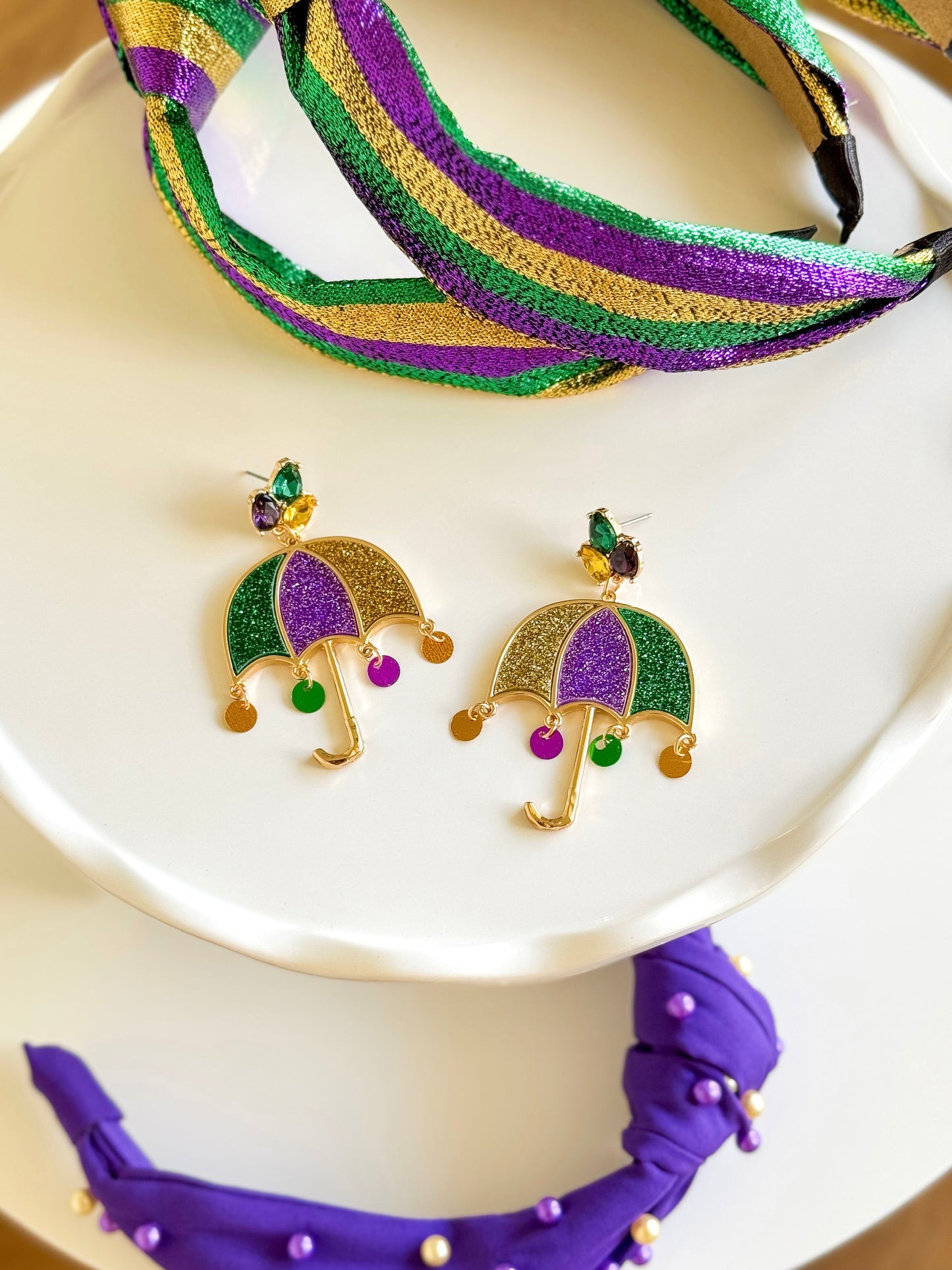 Mardi Gras Umbrella Earrings